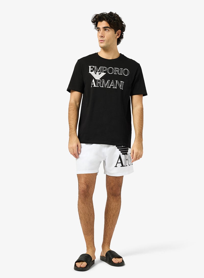 EMPORIO ARMANI Graphic Drawstring Swim Shorts - Image 4